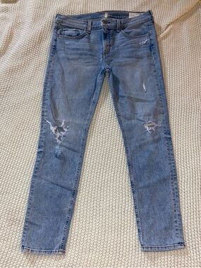 rag & bone Women Jeans Straight Leg - Light Blue Distressed